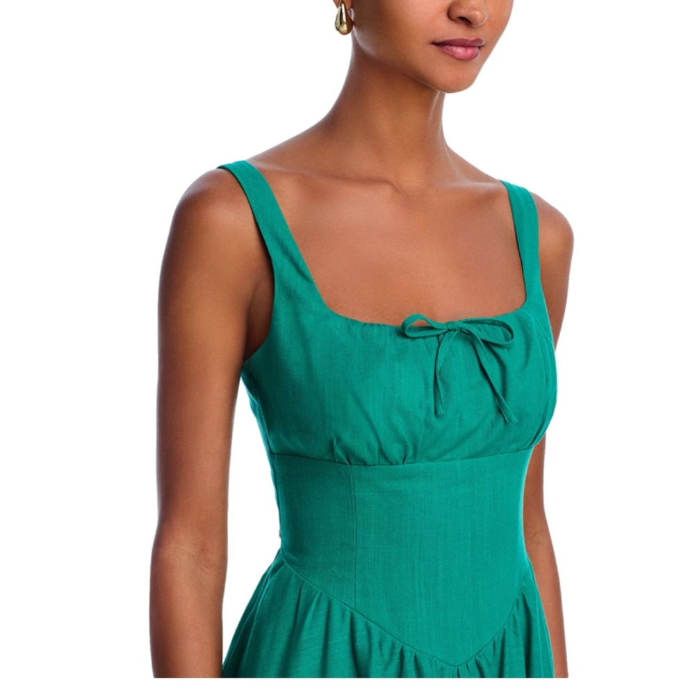 Aqua Fit-and-flare Linen Blend poplin midi dress - Picture 4 of 4